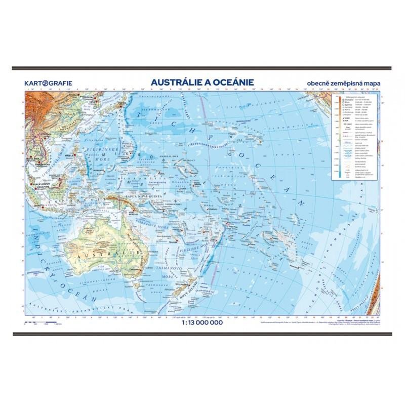 Austrálie a Oceánie - školní nástěnná zeměpisná mapa 1:13 mil./136x96 cm, 2. vydání