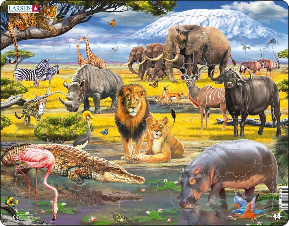 Levně Puzzle MAXI - Zvířata africké savany/43 dílků - Kohoutová Visiodan