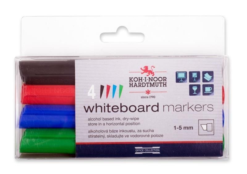 Koh-i-noor značkovače White Board sada 4ks - plochý hrot