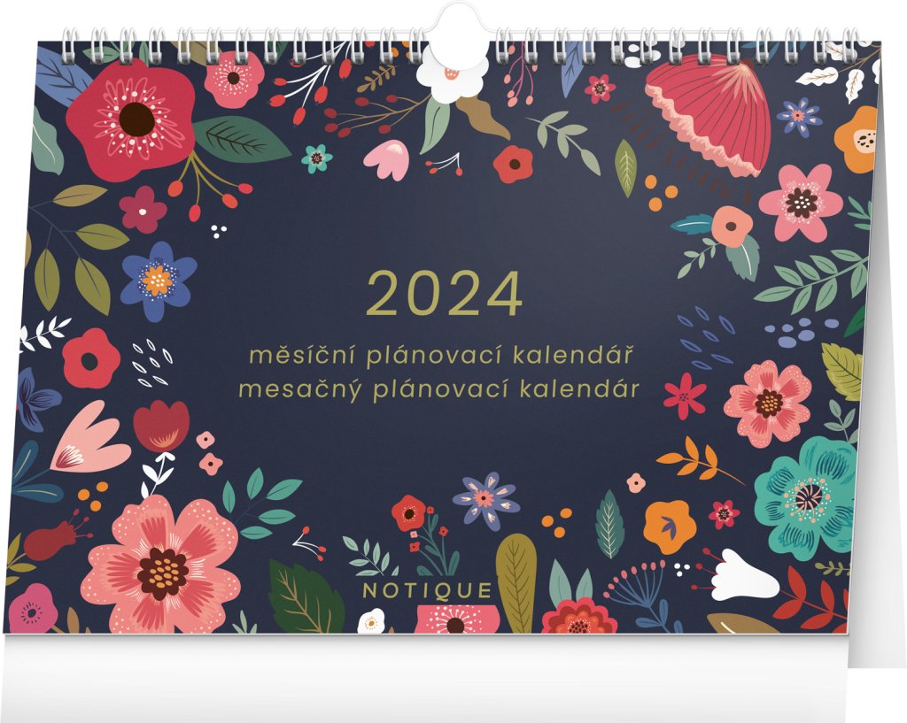 Levně Kalendář 2024 nástěnný: Květy, plánovací, měsíční, 30 × 21 cm