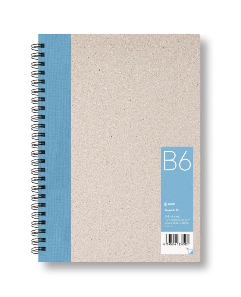 Levně Zápisník B6 čistý, světle modrý, 50 listů