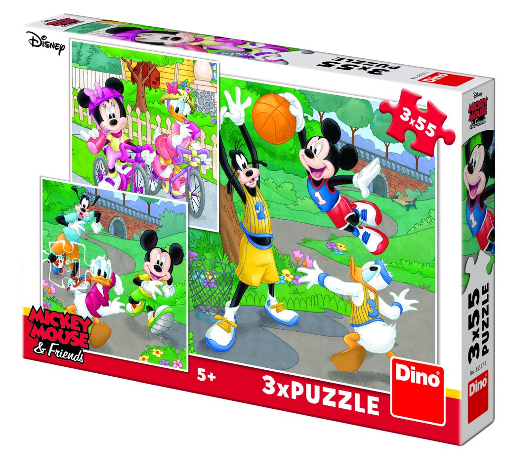 Levně Mickey a Minnie sportovci: puzzle 3x55 dílků - Dino