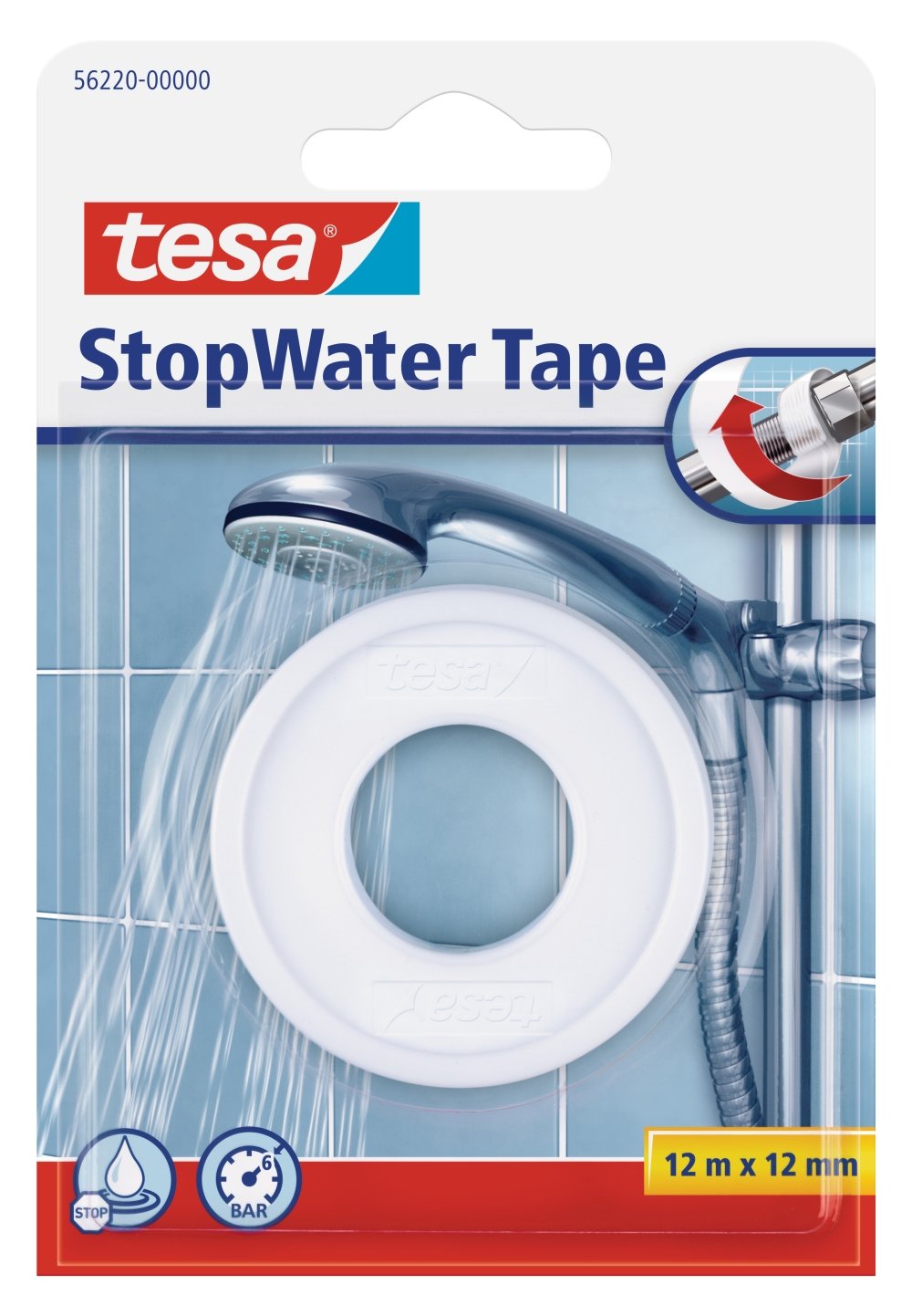 tesa instalatérská teflonová izolační páska do závitu, 12 m x 12 mm, PTFE, bílá