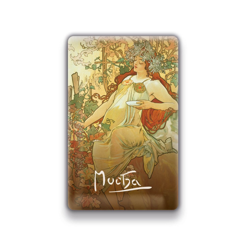 Levně Magnet Alfons Mucha – Podzim, 54 × 85 mm