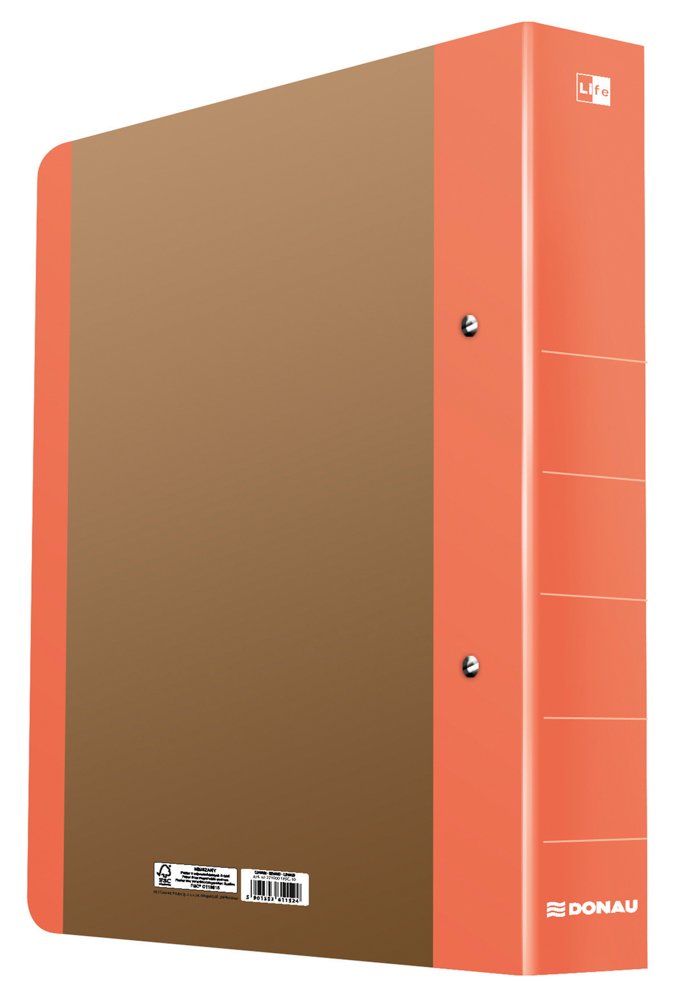 Levně DONAU 2kroužkový pořadač LIFE, A4/50 mm, karton, neonově oranžový