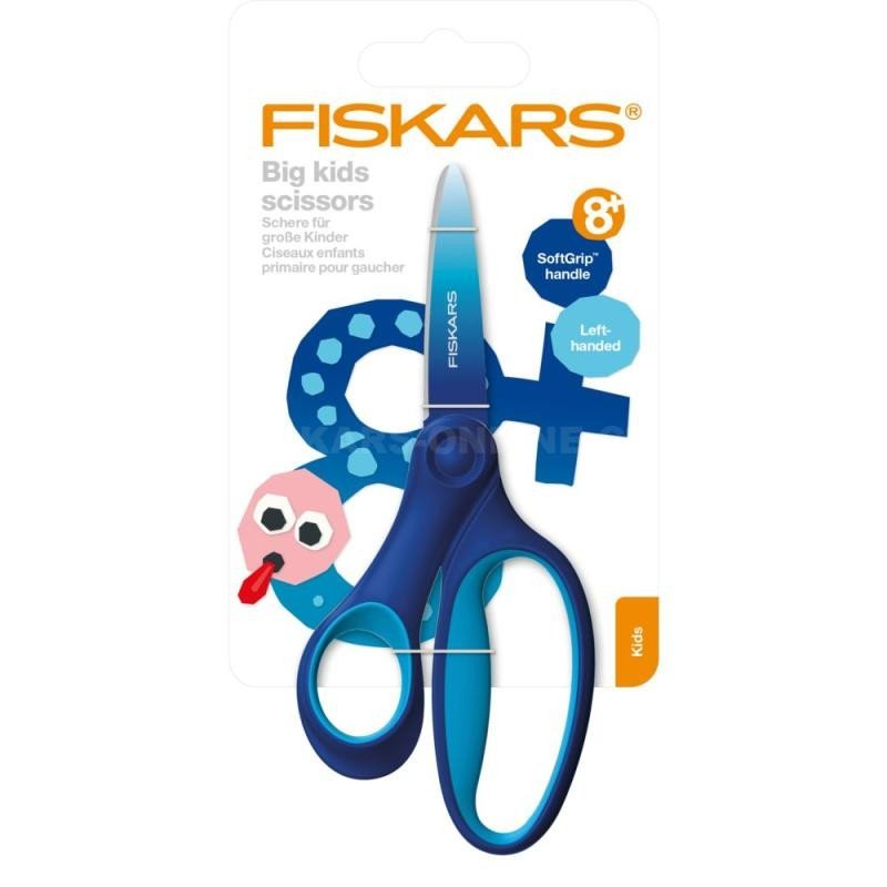 Levně Fiskars Velké dětské nůžky 15 cm pro leváky, světle a tmavě modrá