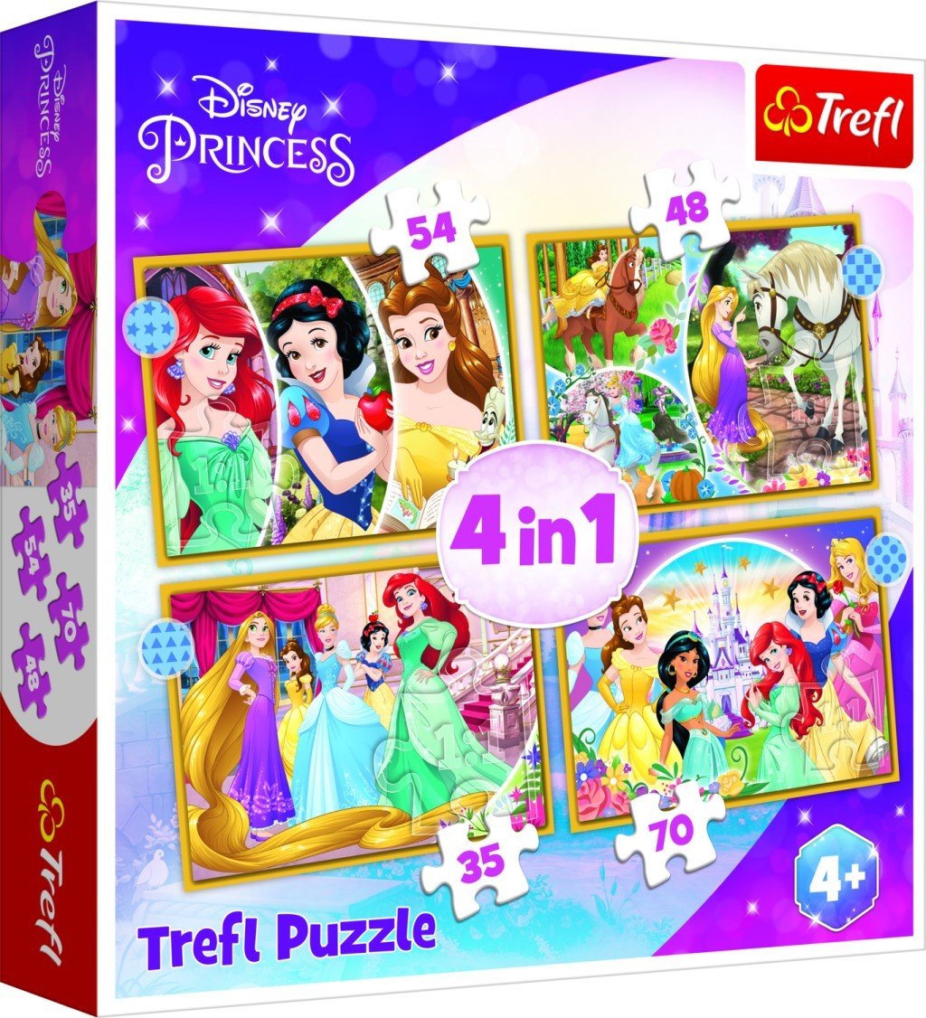 Levně Trefl Puzzle Disney princezny: Šťastný den 4v1 (35,48,54,70 dílků) - Trefl