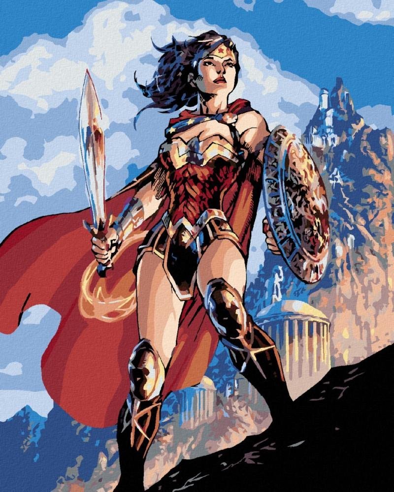 Levně Malování podle čísel 40 x 50 cm Wonder Woman - meč a štít
