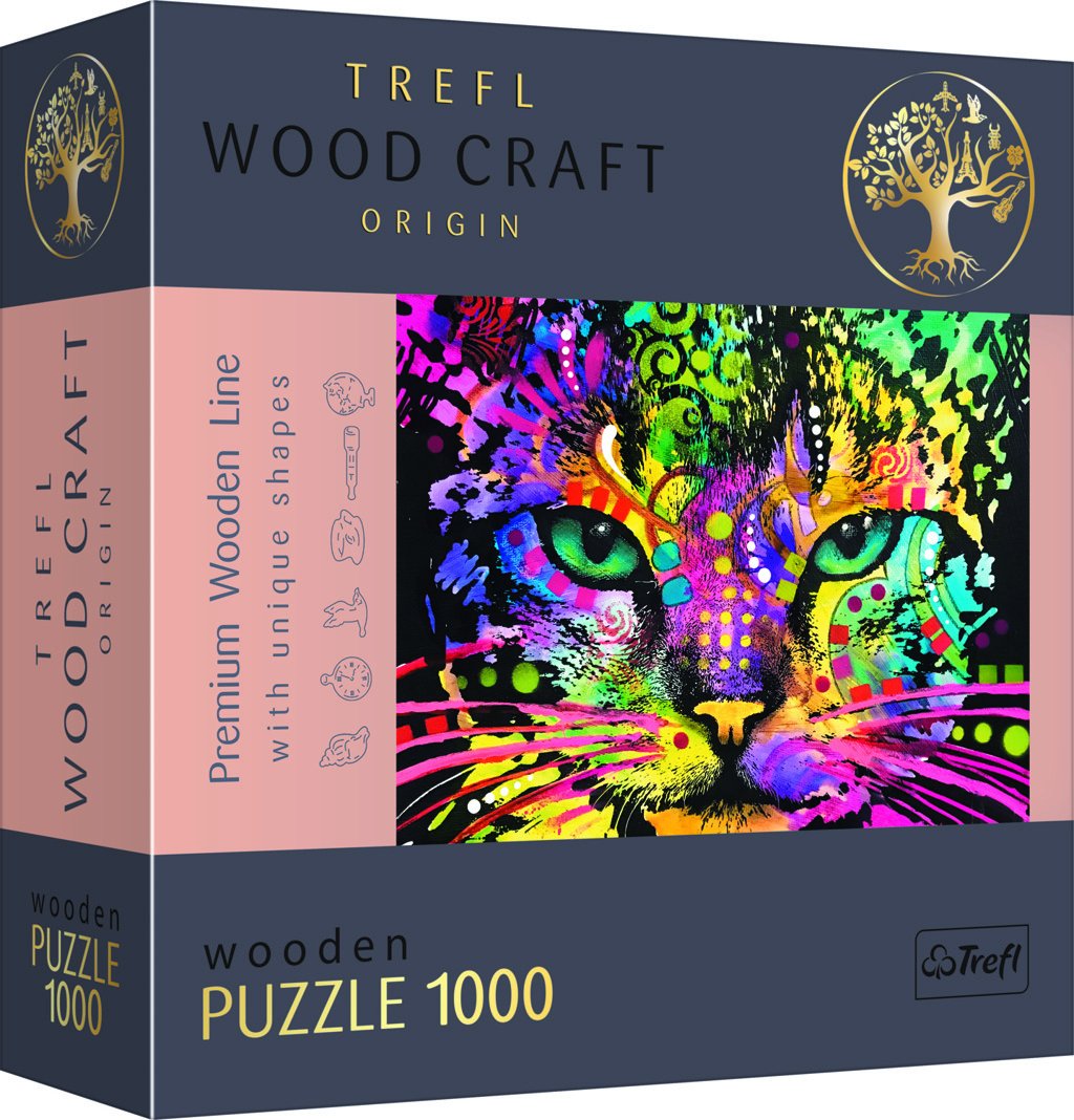 Levně Trefl Wood Craft Origin Puzzle Barevná kočka 1000 dílků - dřevěné - Trefl