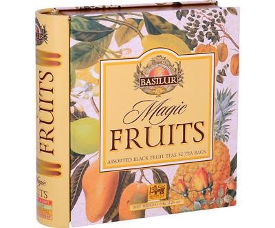 Levně BASILUR Book Magic Fruit dárková sada 32 černých čajů s kousky ovoce v plechovce