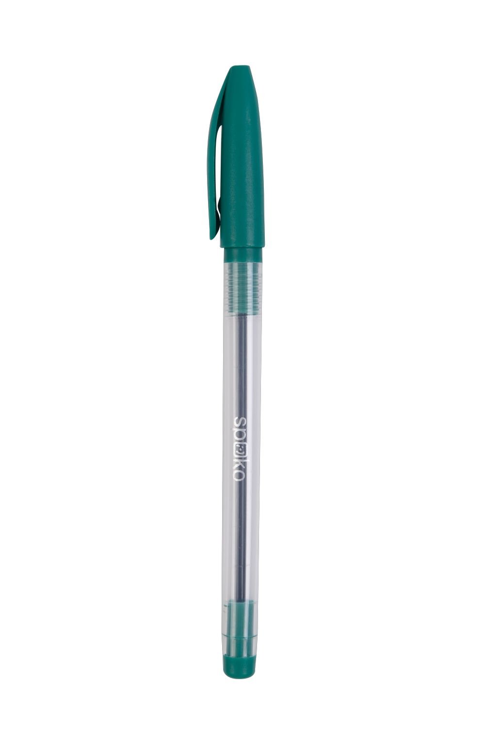 Spoko kuličkové pero jednorázové, zelená náplň, zelené - 50ks