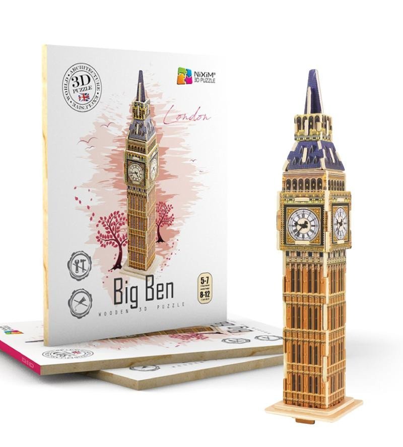 Levně NiXiM Dřevěné 3D puzzle - Big Ben