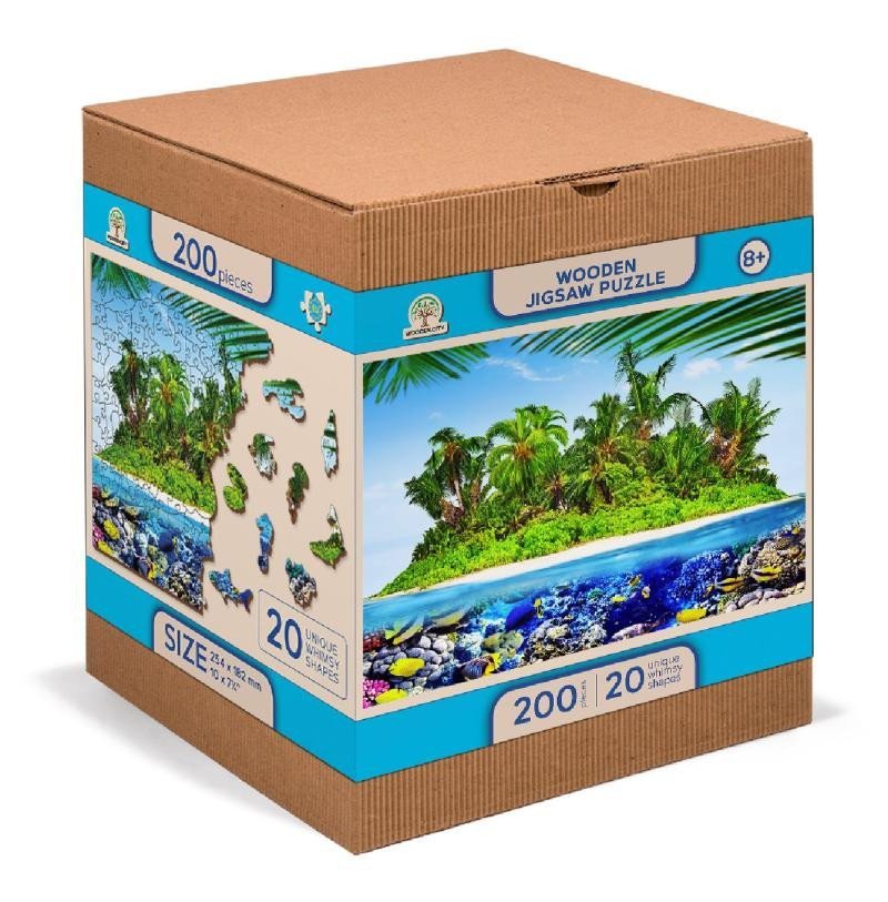 Levně Wooden City Puzzle 2v1 Exotický ostrov pokladů 200 dílků