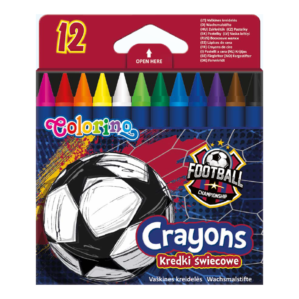 Levně Colorino voskovky - Football, kulaté, 12 barev