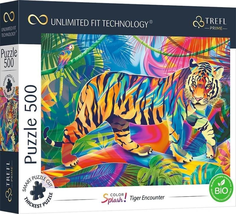 Levně Trefl Puzzle UFT Color Splash: Setkání s tygrem 500 dílků