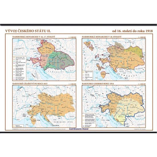 Levně Vývoj českého státu II. (od 16. století do roku 1918) – školní nástěnná mapa/136 x 96 cm