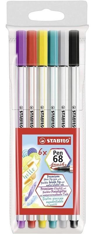 Fixa STABILO Pen 68 brush sada 6 ks v pouzdru PVC