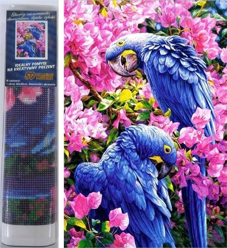 Levně Diamantové malování Modří papoušci 30x40cm