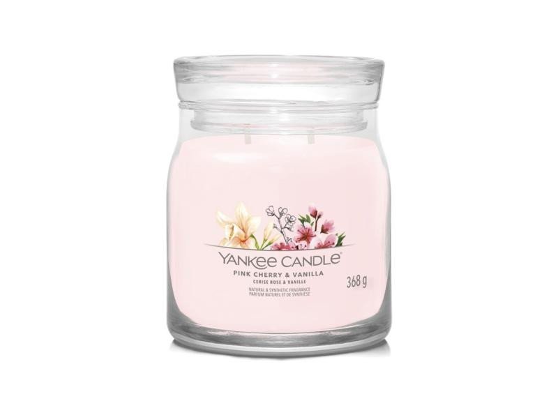 YANKEE CANDLE Pink Cherry & Vanilla svíčka 368g / 2 knoty (Signature střední)