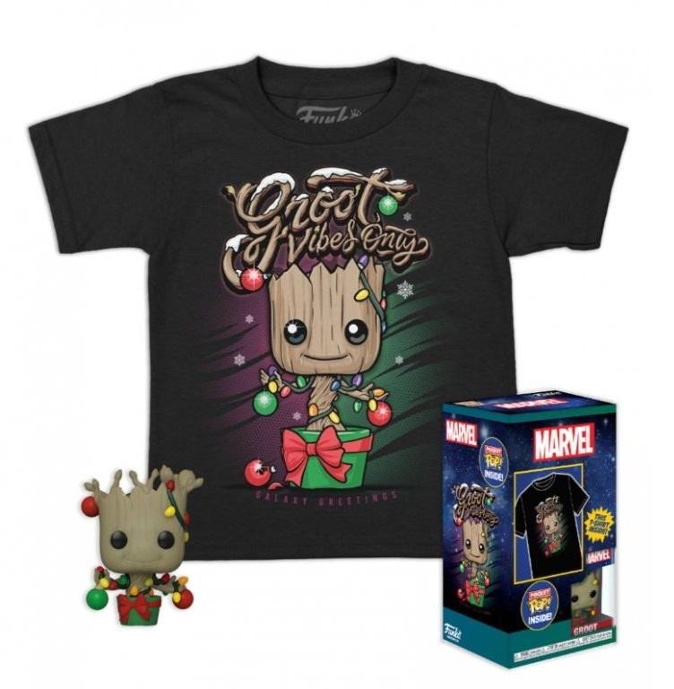 Funko PocketPOP&amp;Tee: Guardians of the Galaxy - Holiday Groot (velikost M)