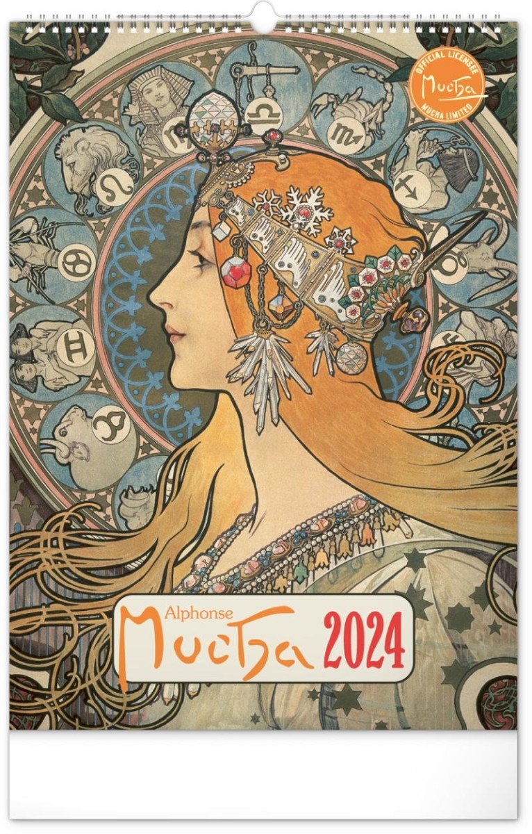 Levně Kalendář 2024 nástěnný: Alfons Mucha, 33 × 46 cm