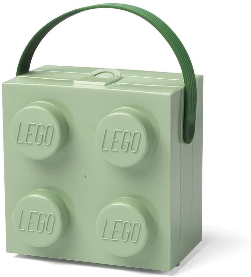 Levně Svačinový box LEGO s rukojetí - army zelený
