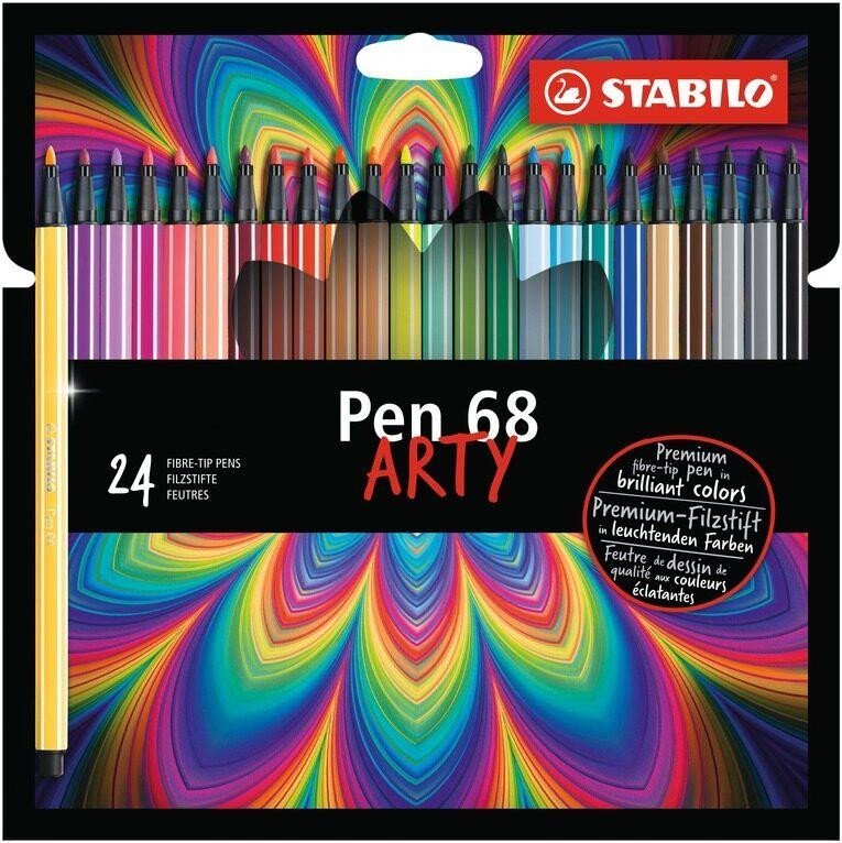 Levně Fixa STABILO Pen 68 sada 24 ks v kartonovém pouzdru &quot;ARTY&quot;