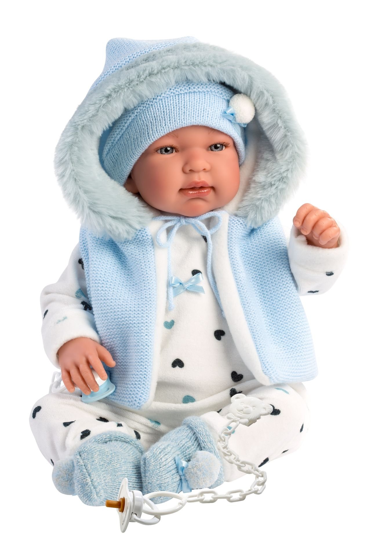 Levně Llorens 84439 NEW BORN - realistická panenka miminko se zvuky a měkkým látkovým tělem - 44 cm