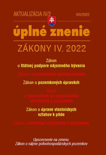Levně Aktualizácia IV/2 2022 – bývanie, stavebný zákon