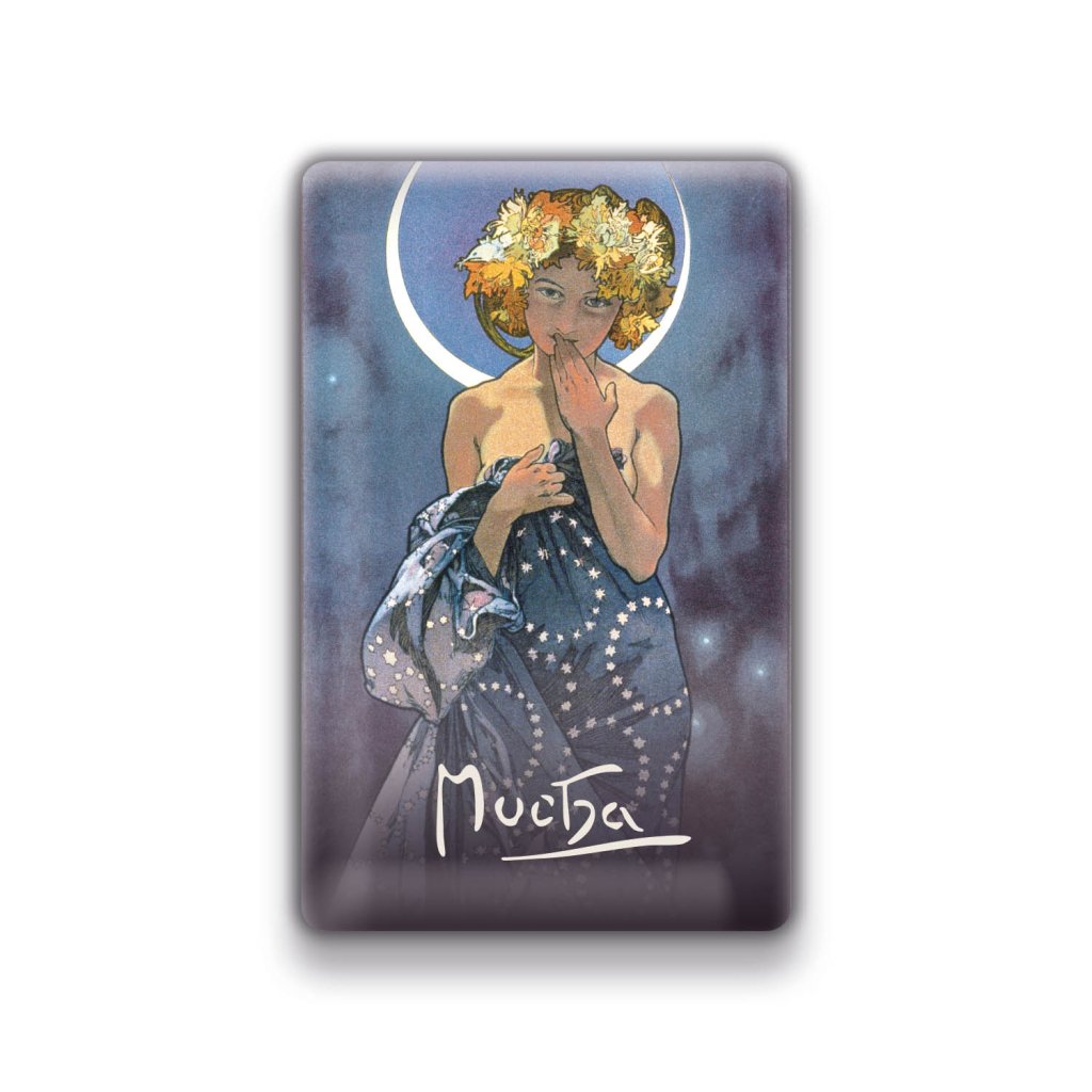 Levně Magnet Alfons Mucha – Luna, 54 × 85 mm