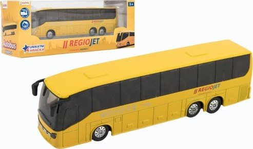 Levně Autobus RegioJet kov/plast 18,5cm na zpětné natažení v krabičce