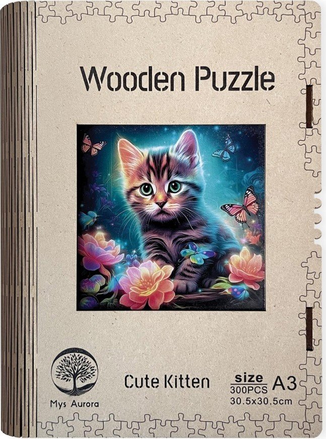 Dřevěné puzzle/Kotě A3 - EPEE