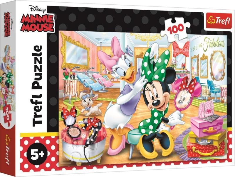 Puzzle Minnie Disney v salónu krásy 41x27,5cm 100 dílků v krabici 29x19x4cm