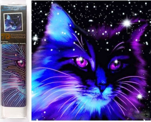 Levně Diamantové malování 7D Hvězdné kotě