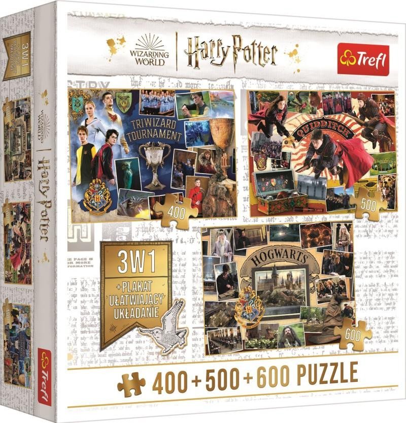 Levně Trefl Puzzle Harry Potter: Turnaj tří kouzelníků, Famfrpál a Bradavice 400 + 500 + 600 dílků
