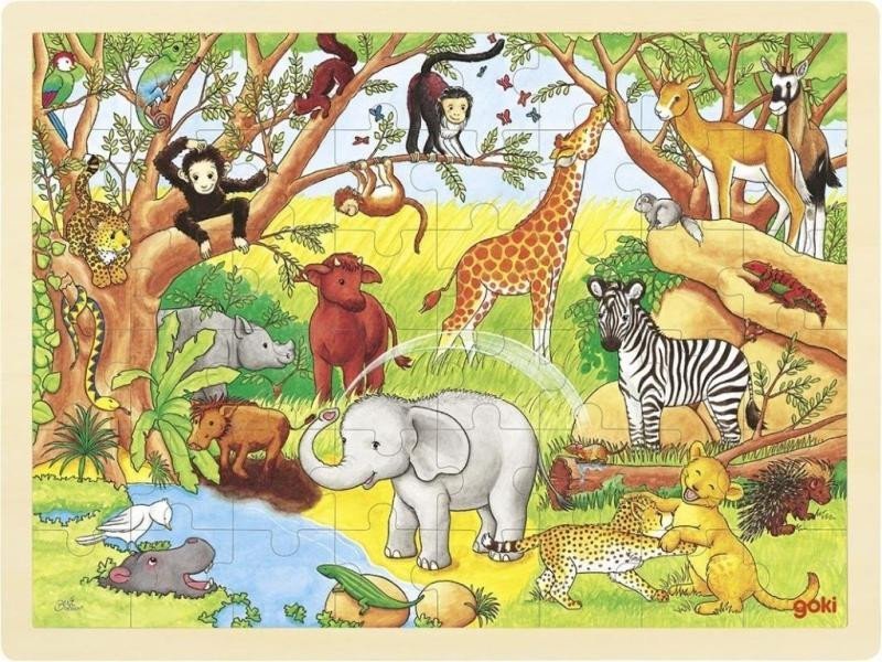 Levně Goki Puzzle Afrika 48 dílků - dřevěné