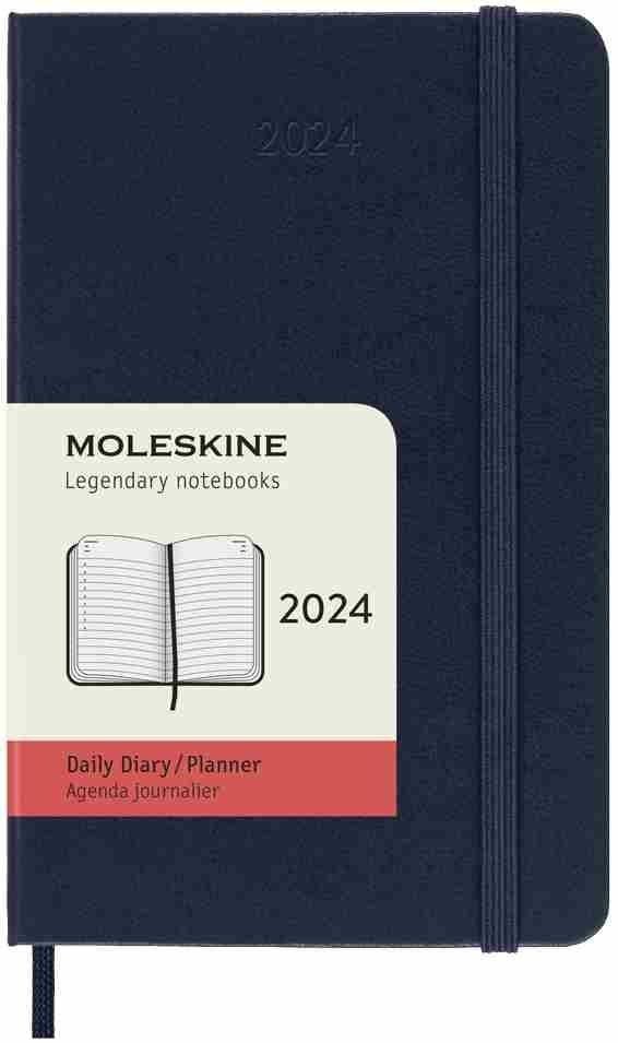 Levně Moleskine Diář 2024 modrý S, denní, tvrdý