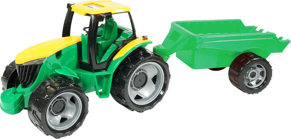 Traktor plast bez lžíce a bagru s vozíkem v krabici 71x35x29cm - Lena
