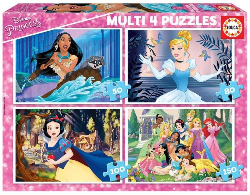 Levně Puzzle Disney princezny 4v1 (50,80,100,150 dílků)