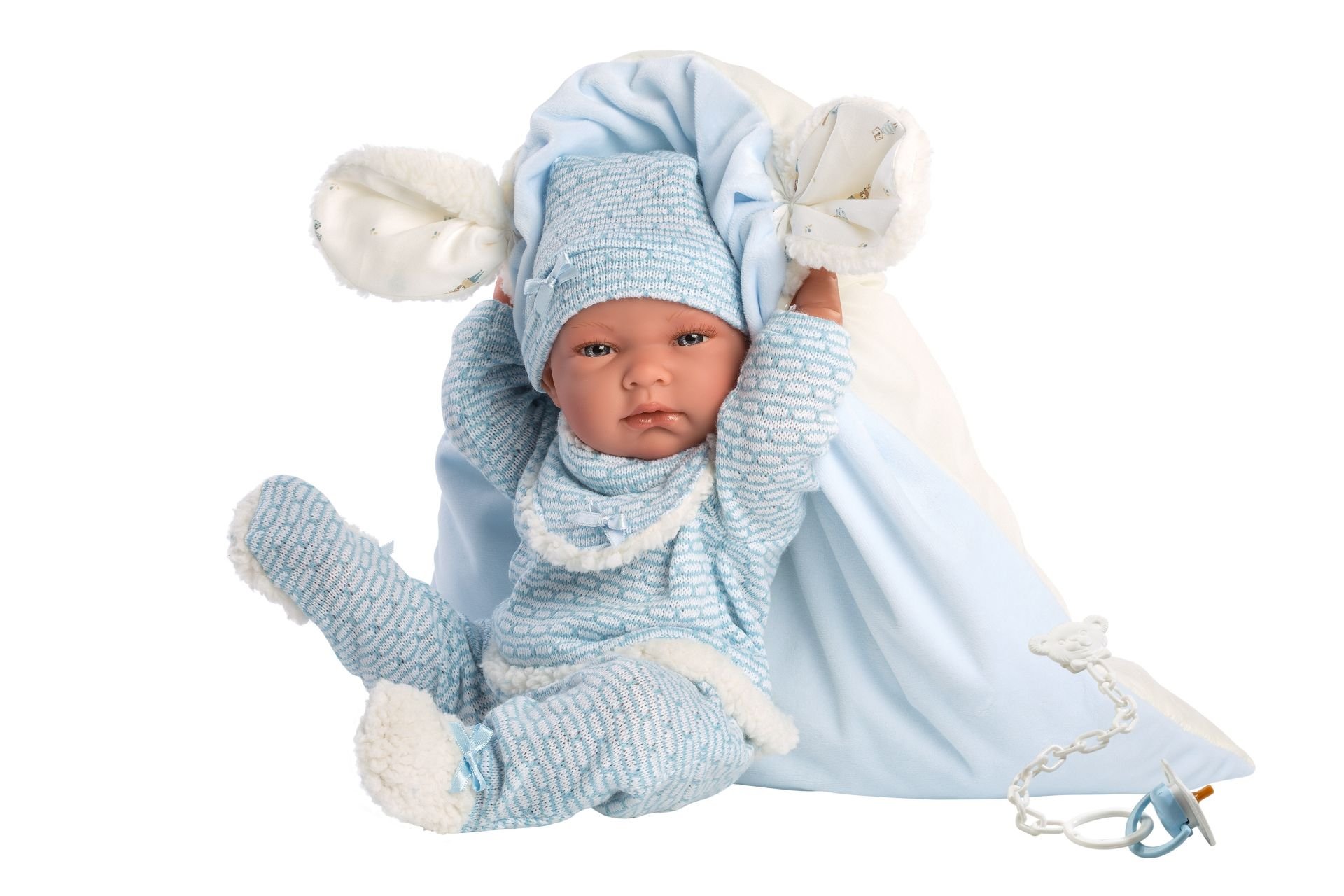 Llorens 73859 NEW BORN CHLAPEČEK - realistická panenka miminko s celovinylovým tělem - 40 cm