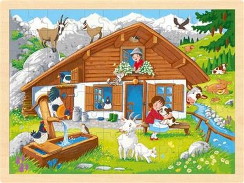 Goki Puzzle V Alpách 96 dílků - dřevěné