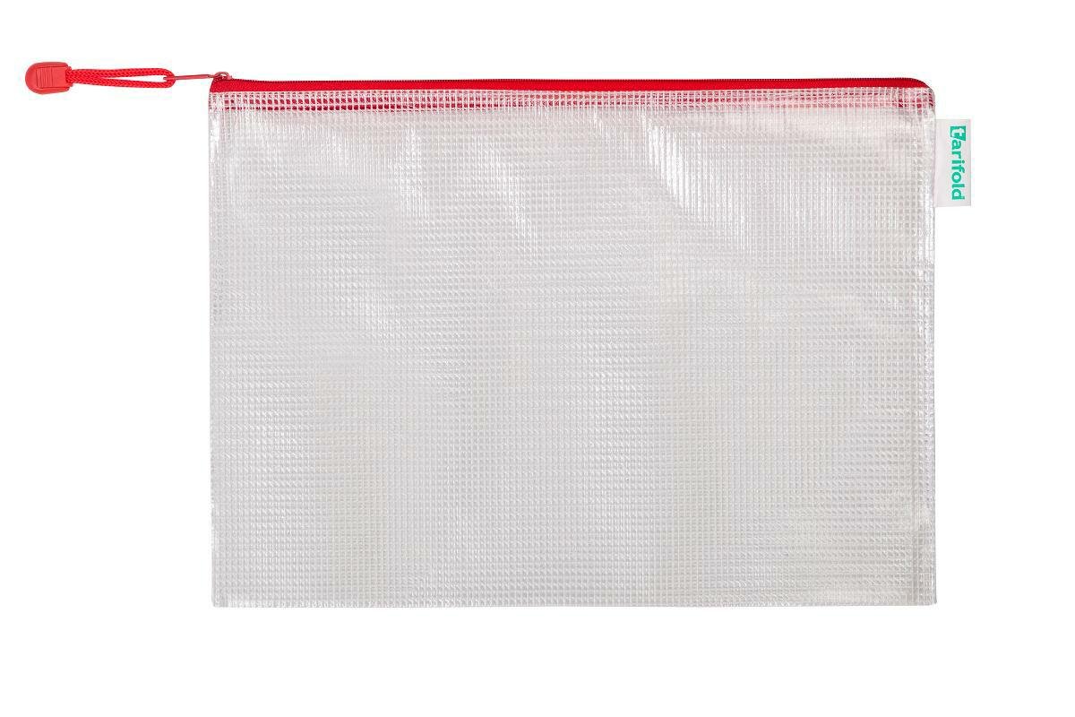Levně djois obálka se zipem, A4, PVC síťovina, červená, 8 ks