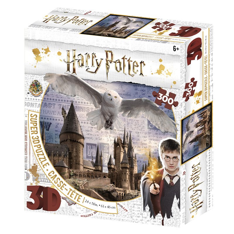 Puzzle 3D 300 dílků Harry Potter - Bradavice a Hedwig - Sparkys