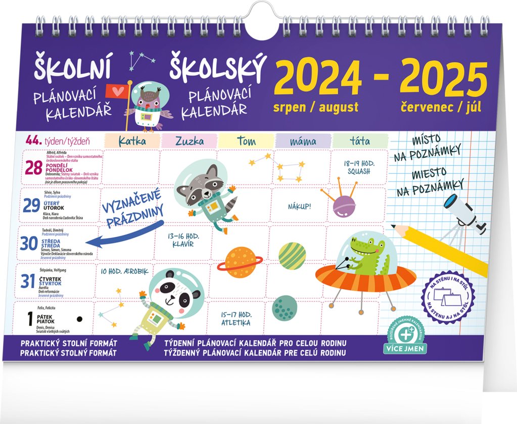 Levně Školní plánovací kalendář s háčkem 2025, 30 × 21 cm