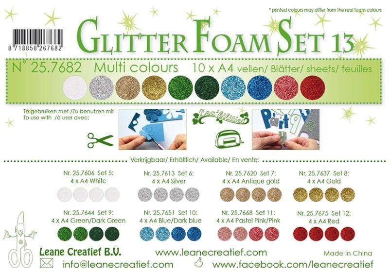 Levně LEANE Speciální pěnová guma na výrobu květin A4 - Glitter různé barvy 10 ks