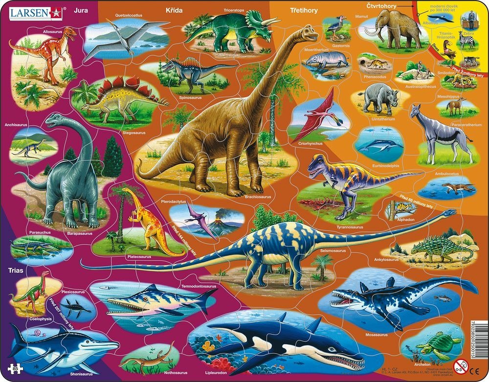 Puzzle MAXI - Dinosauři/85 dílků - Larsen