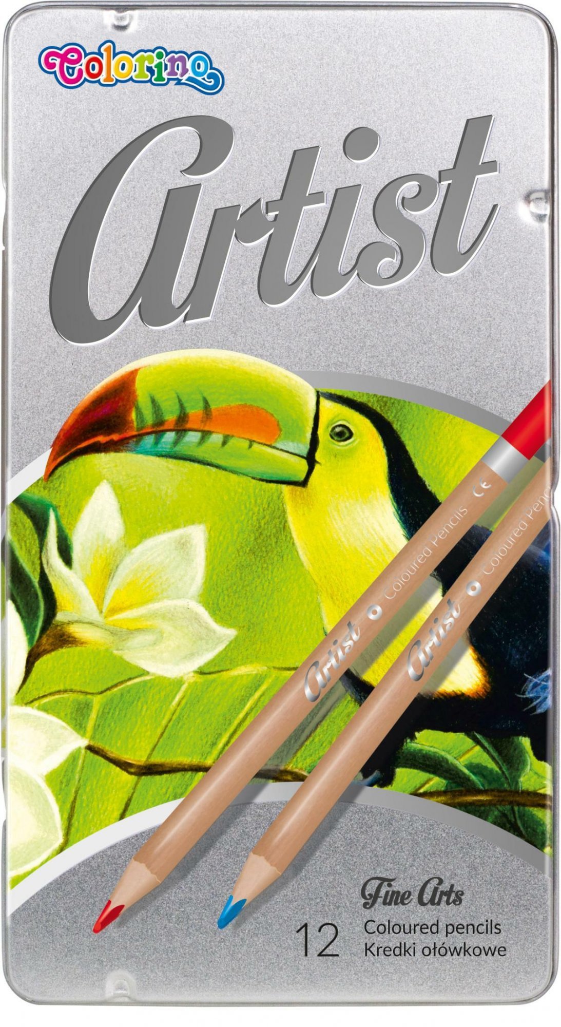 Levně Colorino Artist pastelky dřevěné, kulaté, kovový box, 12 barev