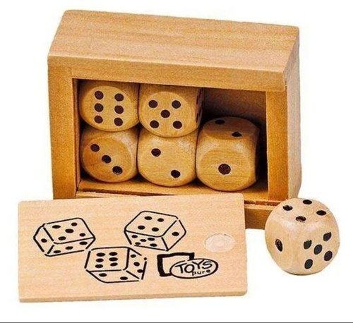 Levně Dřevěné hrací kostky v krabičce (6ks)