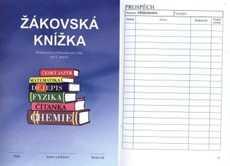 Levně Žákovská knížka MODRÁ /hodnocení a sebehododnocení s vyznač.předměty 2.stupeň