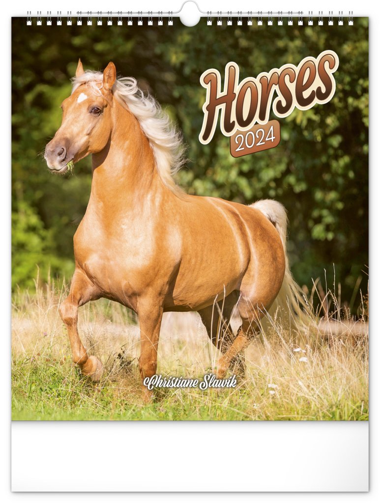 Levně Kalendář 2024 nástěnný: Koně, 30 × 34 cm